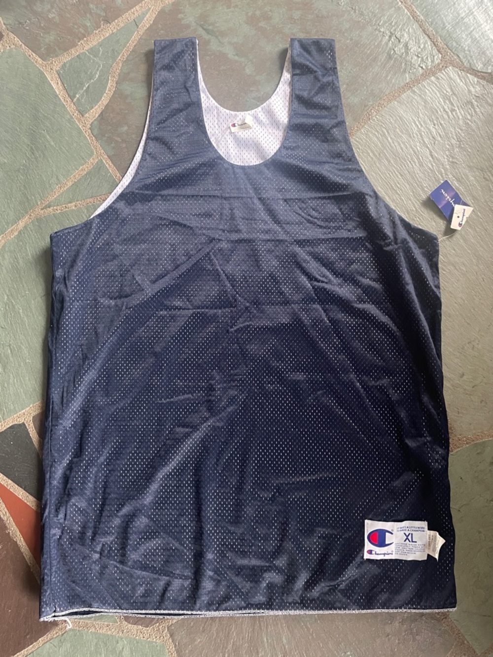 NWT Champion Navy and White Reversible Mesh Tank Top